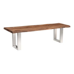 Coast to Coast Dunstan Dining Accent Bench, Brownstone Nut Brown/Polished Chrome