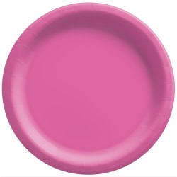 Amscan Round Paper Plates, Bright Pink, 10", 50 Plates Per Pack, Case Of 2 Packs