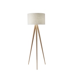 Adesso® Director Floor Lamp, 60 1/4"H, White Shade/Natural Base