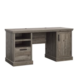 Sauder® Aspen Post 59"W Double-Pedestal Desk With Drawer, Pebble Pine