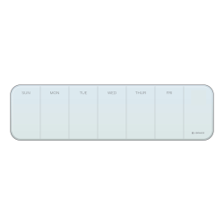 U Brands® Frameless Magnetic Cubicle/Wall Glass Dry-Erase Weekly Calendar Board, 20" X 5-1/2", Frosted White