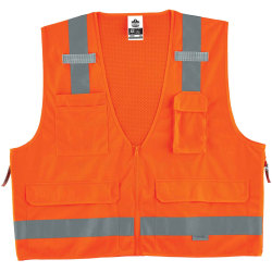 Ergodyne GloWear® Safety Vest, Surveyor's 8250Z, Type R Class 2, Small/Medium, Orange