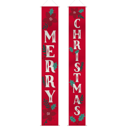 Amscan 671212 Traditional Christmas Hanging Flags, 13-1/2" x 72", Red, Set Of 2 Flags