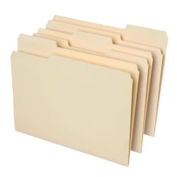 Office Depot® Brand File Folders, 1/3 Cut, Letter Size, 30% Recycled, Manila, Pack Of 100 Folders
