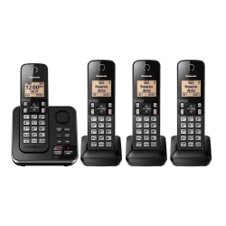 Panasonic® 4-Handset Single-Line DECT 6.0 Phone With Answering Machine, KX-TGC364B