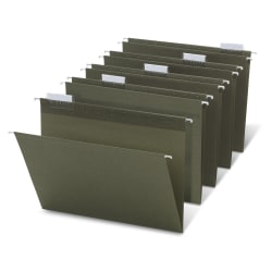 Office Depot® Brand Hanging Folders, 1/5 Cut, Letter Size, 100% Recycled, Green, Pack Of 25