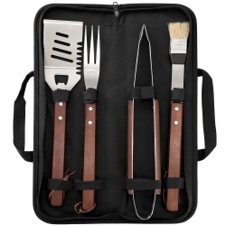 Gibson Home Barbecue Basics 5-Piece Stainless Steel BBQ Tool Set With Wood Handles, Silver