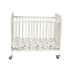 Coverplay Compact Metal Infant Crib, 26"H x 36"W x 39-1/2"D, White/Gray