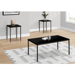 Monarch Specialties Jodi Metal/Laminate 3-Piece Rectangular Table Set, Black/Black