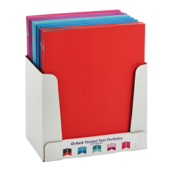 Oxford Twisted Twin Pocket Folders with Fasteners, 8-1/2" x 11", Assorted Colors, Pack Of 50 Folders
