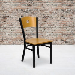 Flash Furniture Wood Circle-Back Metal Restaurant Accent Chair, Natural/Black