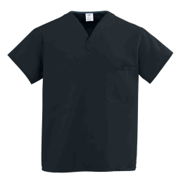 Medline ComfortEase™ Unisex 1-Pocket Reversible Scrub Top, XL, Black