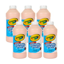 Crayola Washable Paint, 16 oz, Peach, 16 oz, Pack Of 6