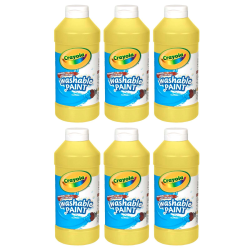 Crayola Washable Paint, 16 oz, Yellow, Pack Of 6