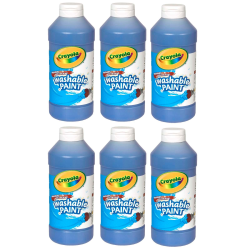Crayola Washable Paint, 16 oz, Blue, Pack Of 6