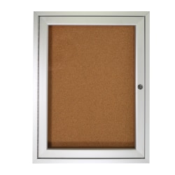 Ghent Traditional Enclosed Natural Cork Bulletin Board, 36" x 36", Satin Aluminum Frame