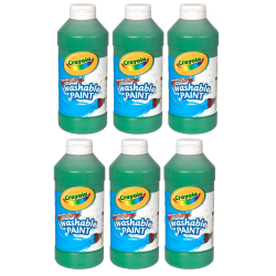 Crayola Washable Paint, 16 oz, Green, Pack Of 6