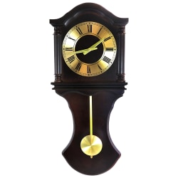 Bedford Clocks Wall Clock, 27-1/2"H x 11-3/4"W x 4-3/16"D, Chocolate Brown