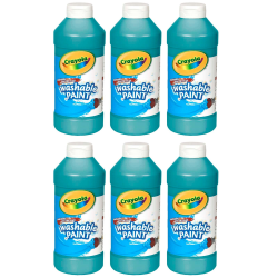 Crayola Washable Paint, 16 oz, Turquoise, 16 oz, Pack Of 6