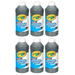 Crayola Washable Paint, 16 oz, Black, Pack Of 6