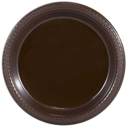 JAM Paper Round Plastic Party Plates, Small, 7", Chocolate Brown, 20/pack