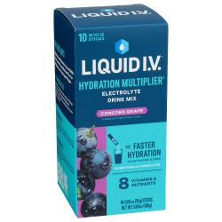 Liquid I.V. Hydration Multiplier Electrolyte Drink Mix, Concord Grape, 0.56 Oz, Total Qty 10