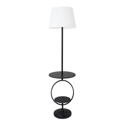 Elegant Designs Bedside Nightstand End Table 62-3/4"H Dual-Shelf Decorative Floor Lamp, White/Black