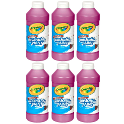 Crayola Washable Paint, 16 oz, Magenta, Pack Of 6