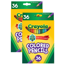 Crayola Colored Pencils, Assorted Colors, 36 Per Pack, Set Of 2 Packs