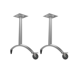 WorkPro® Flex Collection Steel Arc Legs, Lockable Casters, Silver, Set Of 2 Legs