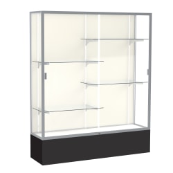 Waddell Spirit 4-Shelf Floor Display Case, 72"H x 60"W x 16"D, Black Base/Satin Finish