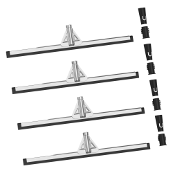 Gritt Commercial Double Neoprene Foam Floor Squeegee With Metal Frame And 2 Threaded Adapters, 30" x 3", Black/Silver, Pack Of 4 Squeegees