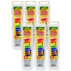 Crayola Education Oval Pans Watercolors Set, 8 Colors, Pack Of 6