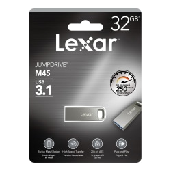 Lexar® JumpDrive® M45 USB 3.1 Flash Drive, 32GB, Silver, LJDM45-32GABSLNA