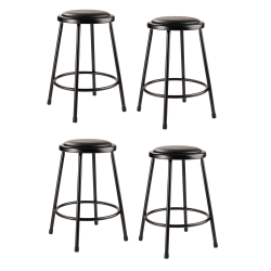 National Public Seating Vinyl Padded Stools, 24"H, Black, Set of 4