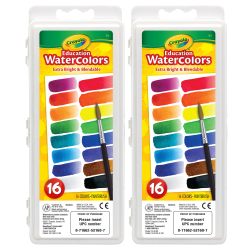 Crayola Education Oval Pans Watercolors Set, 16 Colors, Pack Of 2