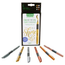 Crayola Signature Liquid Metal Craft Markers, Assorted Colors, Pack Of 6