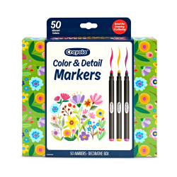 Crayola Color & Detail Markers, Assorted Colors, Pack Of 50