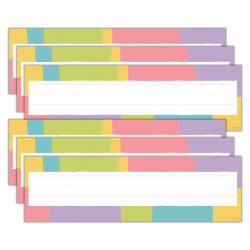 Trend Desk Toppers Name Plates, 2-7/8" x 9-1/2", Cheerful Stripes, 36 Plates Per Pack, Bundle Of 6 Packs
