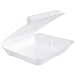 Dart® Foam Hinged-Lid Containers, 2-1/4"H x 7-1/2"W x 8"D, White, Carton Of 200 Containers