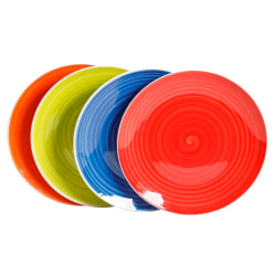 Hometrends Crenshaw 4-Piece Ceramic Salad Plate Set, 7-1/4", Assorted Colors