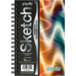 Pacon Fashion Sketch Book, 75 Sheets, Spiral, 120 g/m², 9" x 6", Neon Neon Abstract Cover