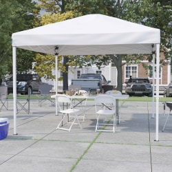 Flash Furniture Portable Tailgate/Event Tent Set - 10'x10' Pop Up Canopy Tent, 6-Foot Bi-Fold Table, Set of 4 Folding Chairs, White