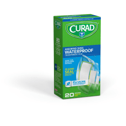 CURAD® Waterproof Adhesive Strips, Assorted, Clear, Case Of 24