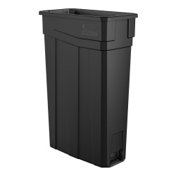 Suncast Commercial Narrow Rectangular Resin Trash Can, 23 Gallons, 30"H x 11"W x 20"D, Black