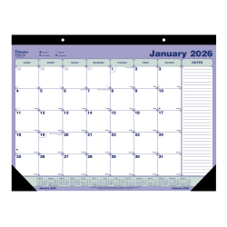 2026 Blueline Monthly Desk Pad Calendar, 21-1/4" x 16", Blue/White, January To December, C181731