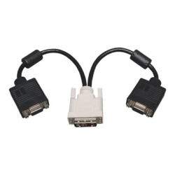 Eaton Tripp Lite Series DVI to VGA Y Splitter Adapter Cable (DVI-I to HD15 M/2xF), 1 ft. (0.3 m) - VGA splitter - HD-15 (VGA) (F) to DVI-A (M) - 1 ft - molded - black