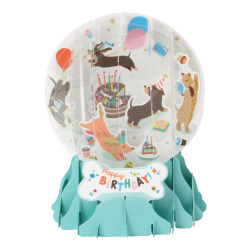 Up With Paper Everyday Pop-Up Greeting Card, Snow Globe, 5" x 3-3/4", Birthday Dogs
