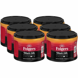 Folgers Black Silk Ground Canister Coffee, Dark Roast, Case Of 6, 24.2 Oz Per Canister