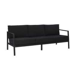 Linon Abilene Aluminum Outdoor Sofa, 31-1/4"H x 75-1/4"W x 30"D, Black/Black